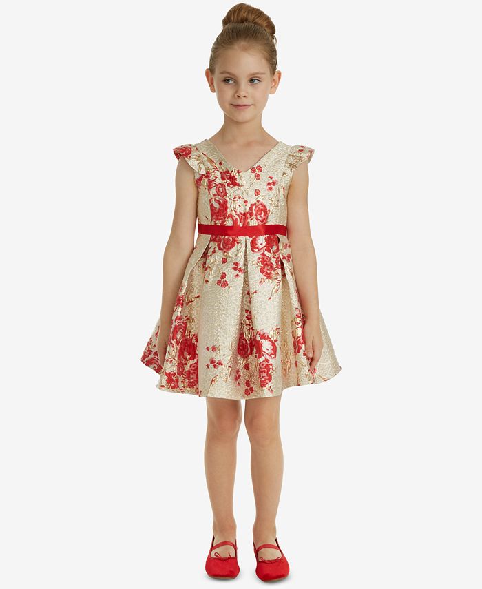 Rare editions metallic shop brocade dress