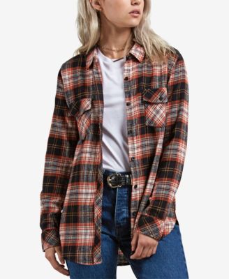 Volcom - Juniors' Getting Rad Plaid Cotton Button-Up Shirt