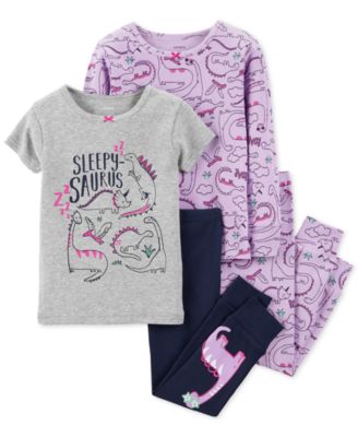 Carter's - Baby Girls 4-Pc. Snug-Fit Cotton Dinosaur Pajamas Set