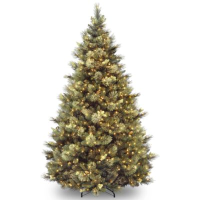 National Tree Company National Tree 9' Carolina Pine Hinged Tree with Flocked Cones & 1200 Clear Lights