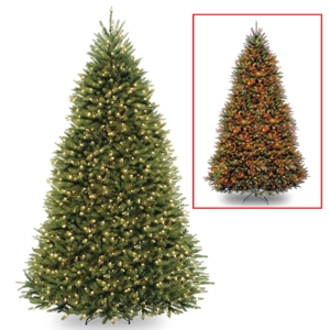 National Tree 10' Dunhill Fir Hinged Tree with 1200 Low Voltage Dual Led Lights with 9 Function Footswitch