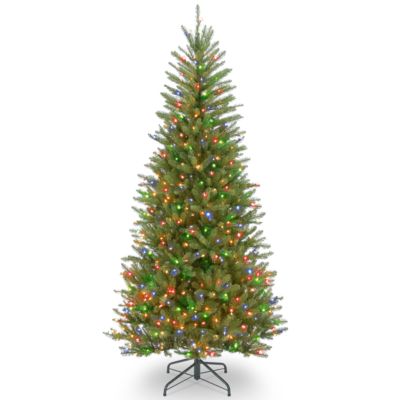 National Tree Company - National Tree 7 .5' Dunhill Fir Slim Tree with 600 Multicolor Lights