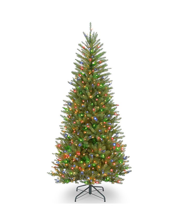 National Tree Company - National Tree 7 .5' Dunhill Fir Slim Tree with 600 Multicolor Lights