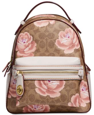 Coach campus backpack 23 in signature rose print sale