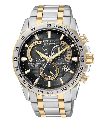 Citizen Men's Chronograph Eco-Drive Two Tone Stainless Steel Bracelet Watch 43mm AT4004-52E