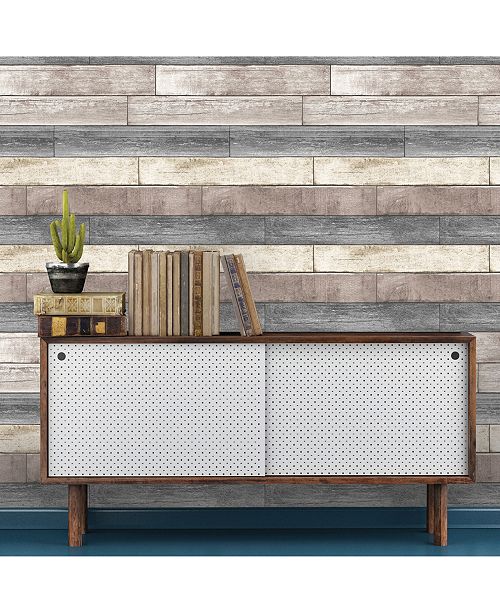 Brewster Home Fashions Reclaimed Wood Plank Natural Peel And