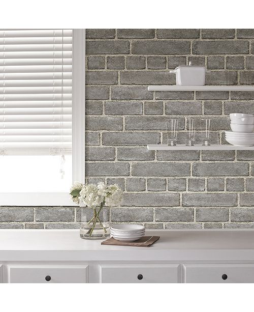 Brewster Home Fashions Grey Brick Facade Peel And Stick Wallpaper