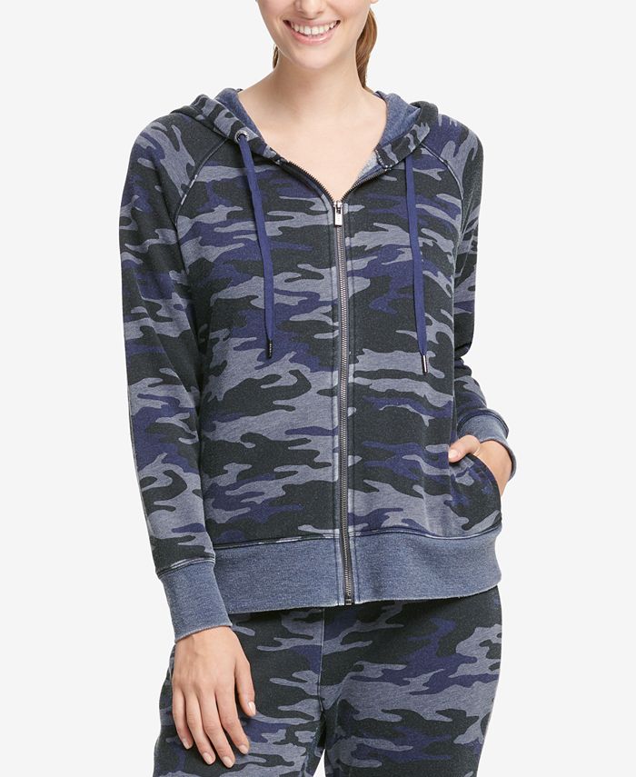 DKNY Sport CamoPrint Logo Fleece Zip Hoodie Macy's