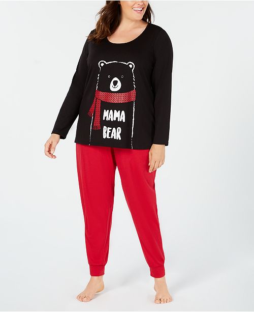 Family Pajamas Matching Plus Size Women's Mama Bear Pajama Set, Created for Macy's Bras