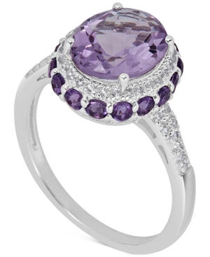 image of Amethyst (2-1/3 ct. t.w) and White Topaz (1/6 ct. t.w) Ring in Sterling Silver