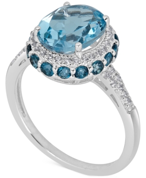 image of Blue Topaz (2-1/3 ct. t.w) and White Topaz (1/6 ct. t.w) Ring in Sterling Silver
