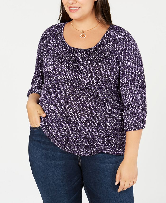 Michael Kors Plus Size Space-Dyed Top - Macy's
