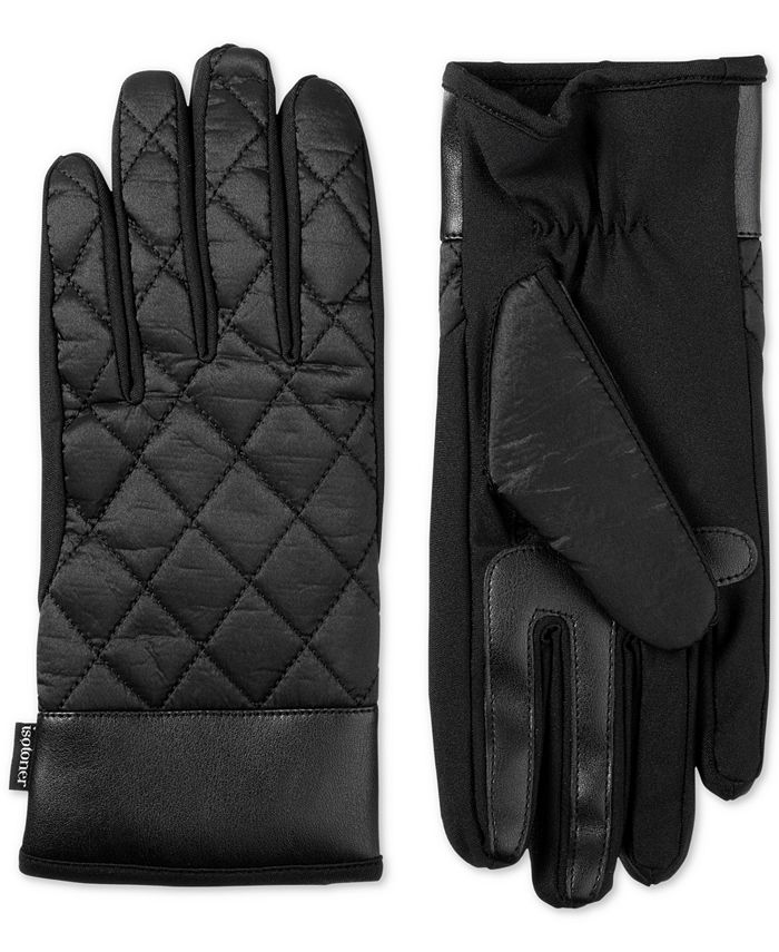 Isotoner - Women’s Quilted Gloves with Faux Fur Cuff