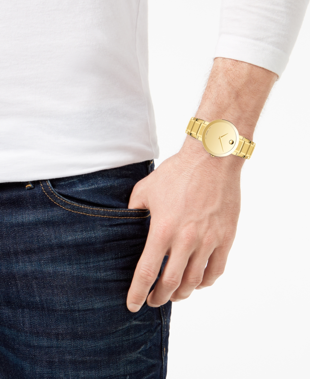 Shop Movado Men's Swiss Sapphire Gold-tone Pvd Stainless Steel Bracelet Watch 39mm