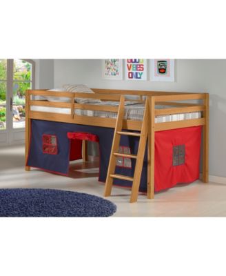 Alaterre Furniture - Roxy Junior Loft Bed with Blue and Red Tent, Cinnamon