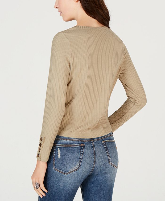 American Rag Juniors' Ribbed Button-Detail Top, Created for Macy's - Macy's