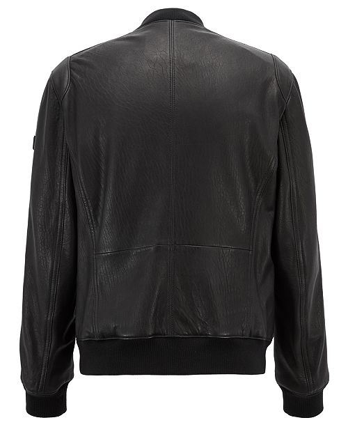 Hugo Boss BOSS Men's Lambskin Leather Bomber Jacket - Coats & Jackets ...