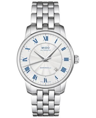 Mido - Men's Swiss Automatic Baroncelli Stainless Steel Bracelet Watch 38mm