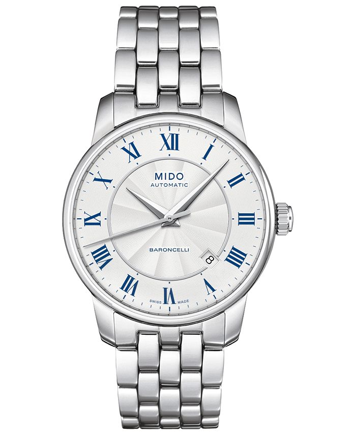 Mido - Men's Swiss Automatic Baroncelli Stainless Steel Bracelet Watch 38mm