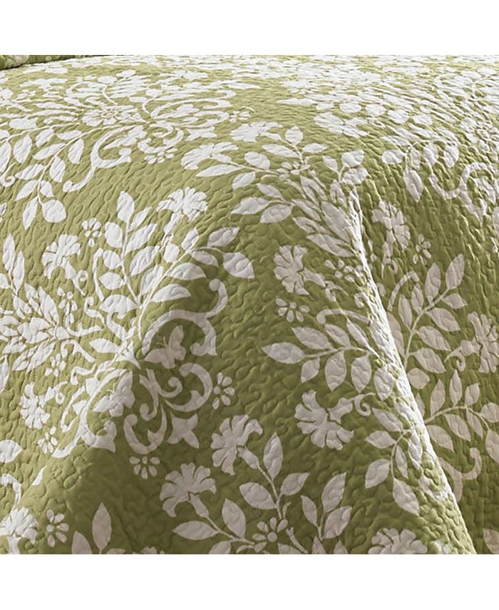 Laura Ashley Full/Queen Rowland Green Blue Quilt Set Macy's
