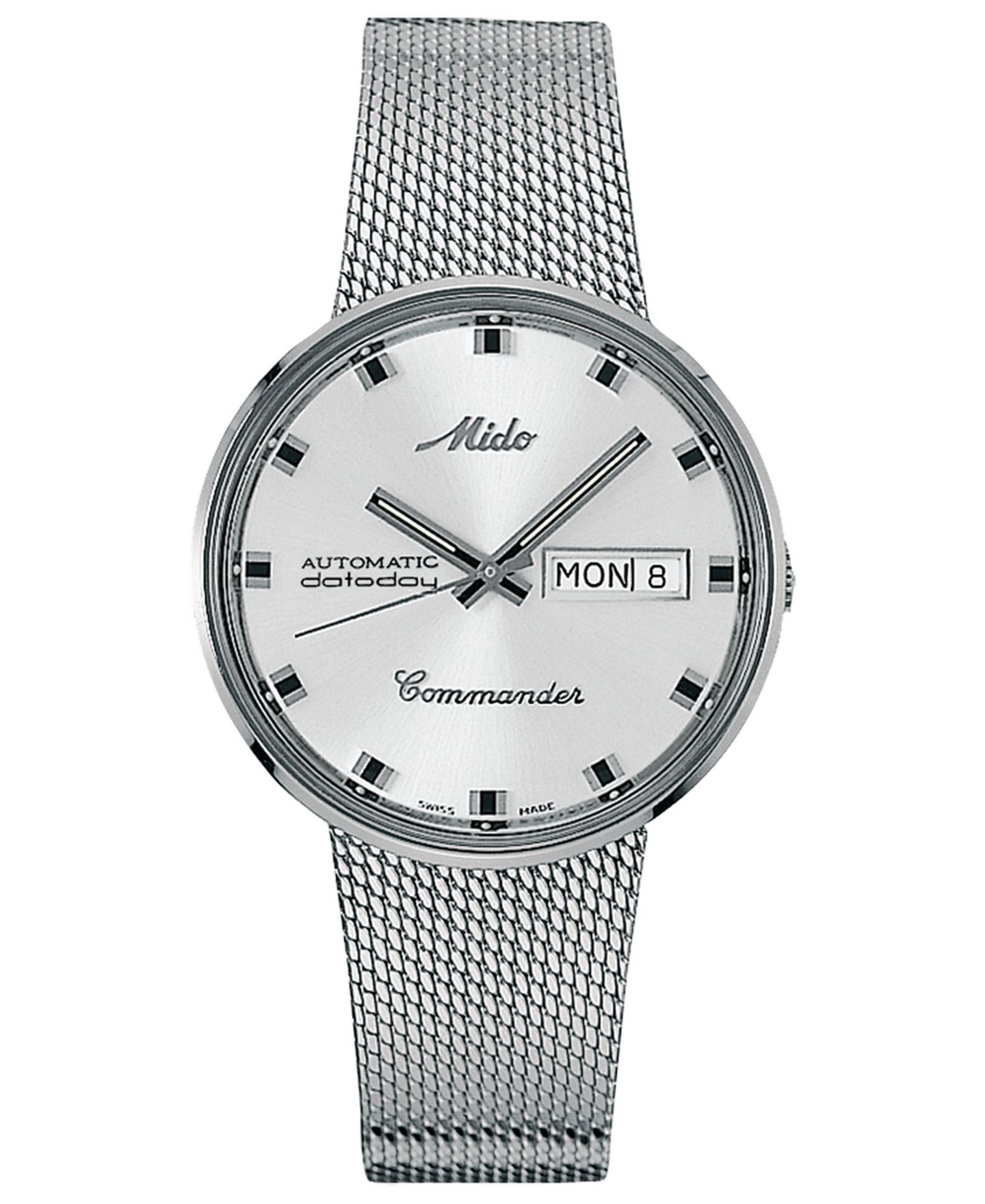 Мужские часы Mido Swiss Automatic Commander Stainless Steel Mesh Bracelet Watch 37mm — фото 1