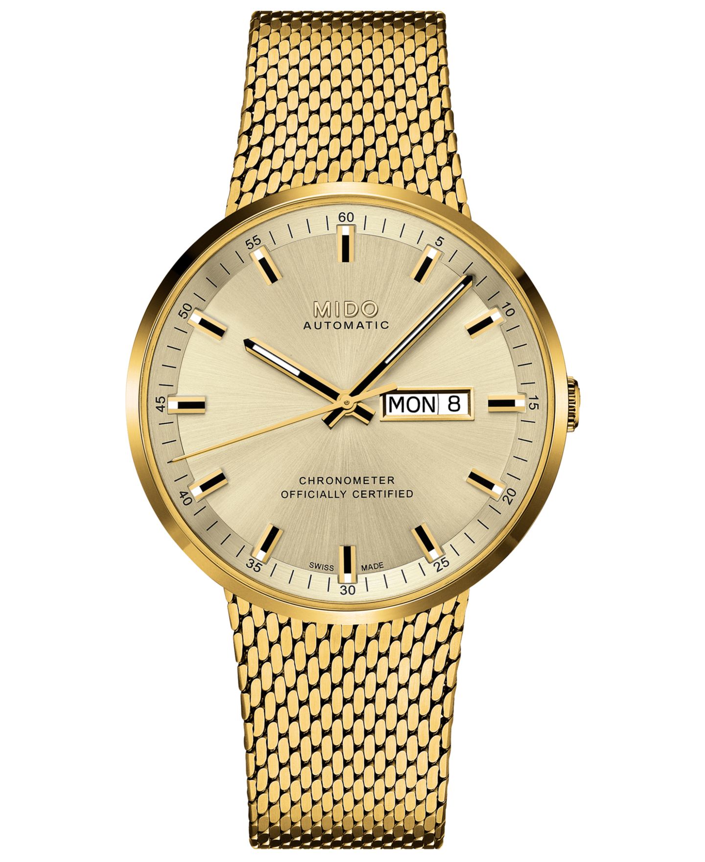 Мужские часы Mido Swiss Automatic Commander II Cosc Gold-Tone PVD Stainless Steel Bracelet Watch 42mm — фото 1