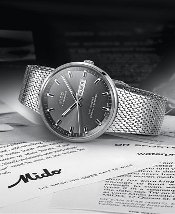 Mido - Men's Swiss Automatic Commander II Cosc Stainless Steel Mesh Bracelet Watch 42mm