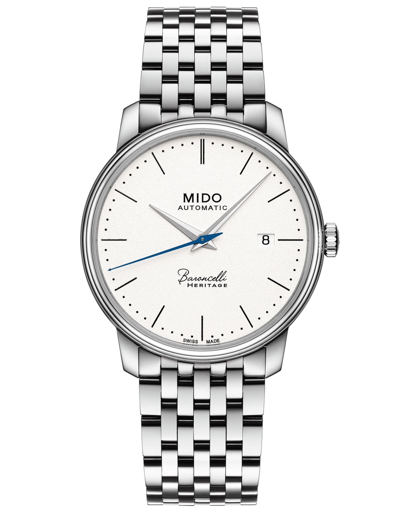 Мужские часы Mido Swiss Automatic Baroncelli III Heritage Stainless Steel Bracelet Watch 39mm — фото 1