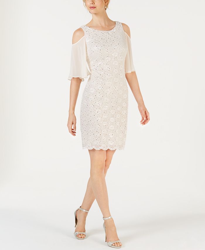 Connected Lace Cold-Shoulder Sheath Dress - Macy's