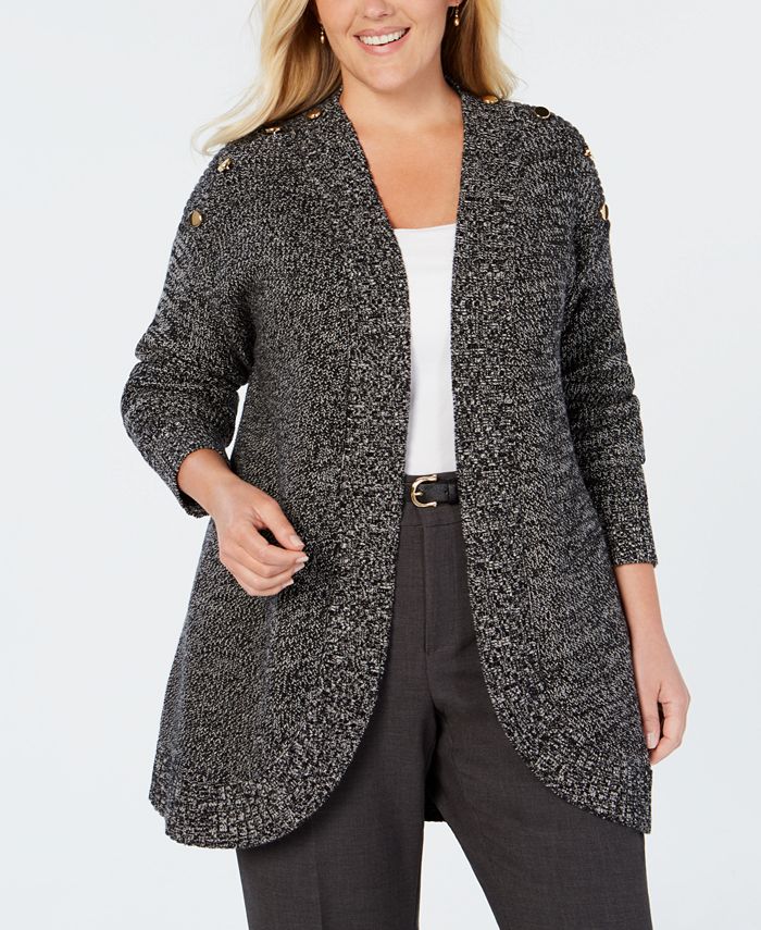 Charter Club Plus Size Marled Knit Cutaway Cardigan Created For Macys And Reviews Sweaters 