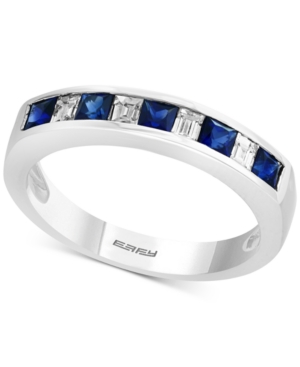 image of Gemstone Bridal by Effy Sapphire (5/8 ct. t.w.) & Diamond (1/4 ct. t.w.) Band in 18k White Gold