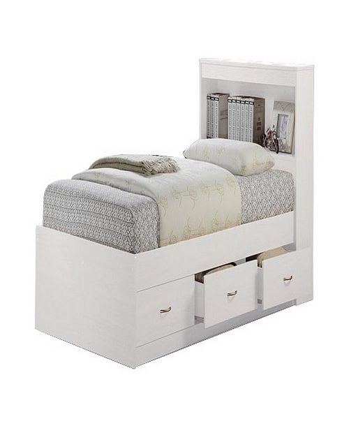 Hodedah Twin Size Captain Bed With 3 Drawers And Headboard In