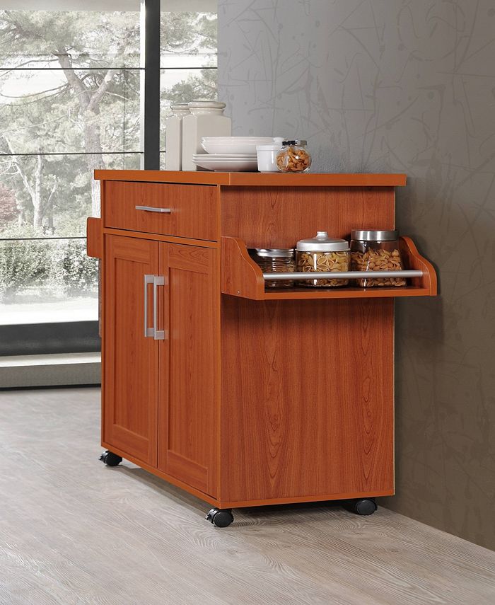 Hodedah Kitchen Island with Spice Rack plus Towel Holder in Cherry Macy's