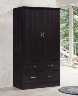 Hodedah 2-Door Armoire With 2-Drawers And Clothing Rod In Chocolate ...