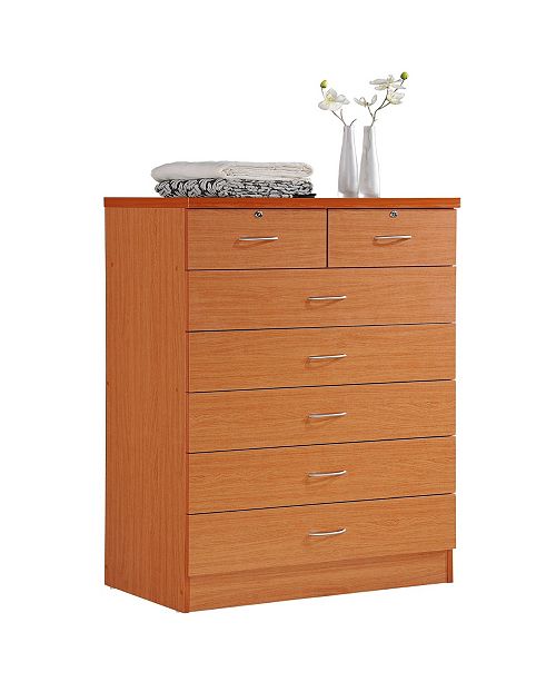 Hodedah 7 Drawer Chest With Locks On 2 Top Drawers In Cherry