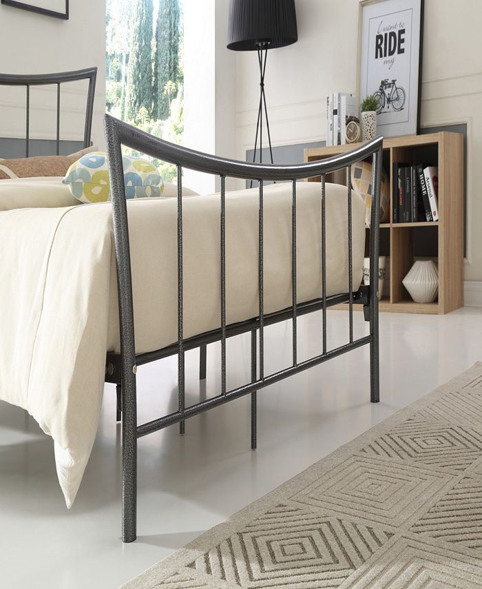 Hodedah Complete Metal TwinSize Bed with Headboard, Footboard, Slats