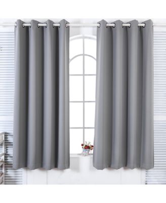 Elegant Home Fashions - 84" Lamia Premium Solid Insulated Thermal Blackout Grommet Window Panels, Fossil Grey