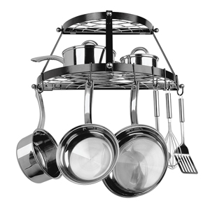 Range Kleen Black Enamel Double Shelf Wall Pot Rack