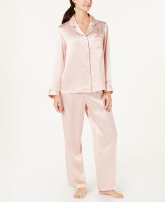 Charter Club Notch-Collar Silk Pajama Set, Created for Macy's - Macy's
