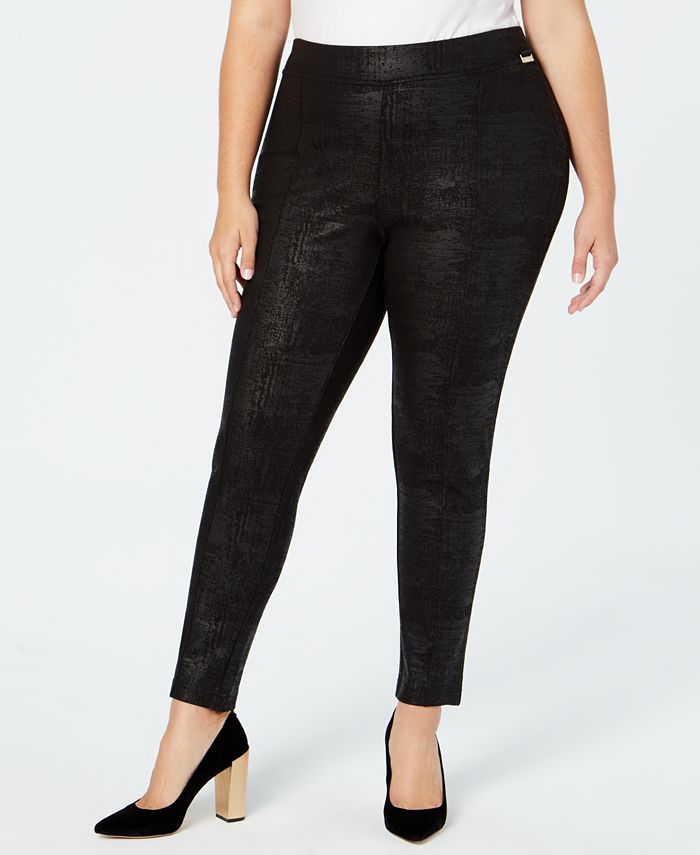 Calvin Klein Plus Size Pull-On Skinny Embossed Pants & Reviews - Pants &  Capris - Plus Sizes - Macy's