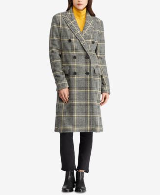 ralph lauren plaid double breasted coat