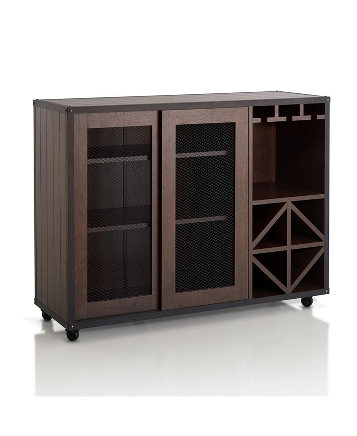 Furniture of America - Alan Wine Rack Buffet With Casters