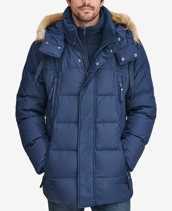 Marc New York Men's Long Snorkel Down Coat with FauxFur Trim & Reviews