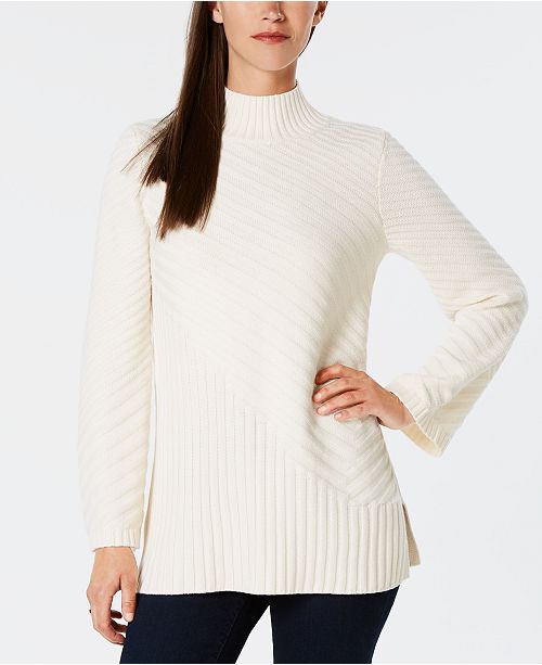 Charter Club Petite Patterned Mock Turtleneck Sweater, Created for Macy ...