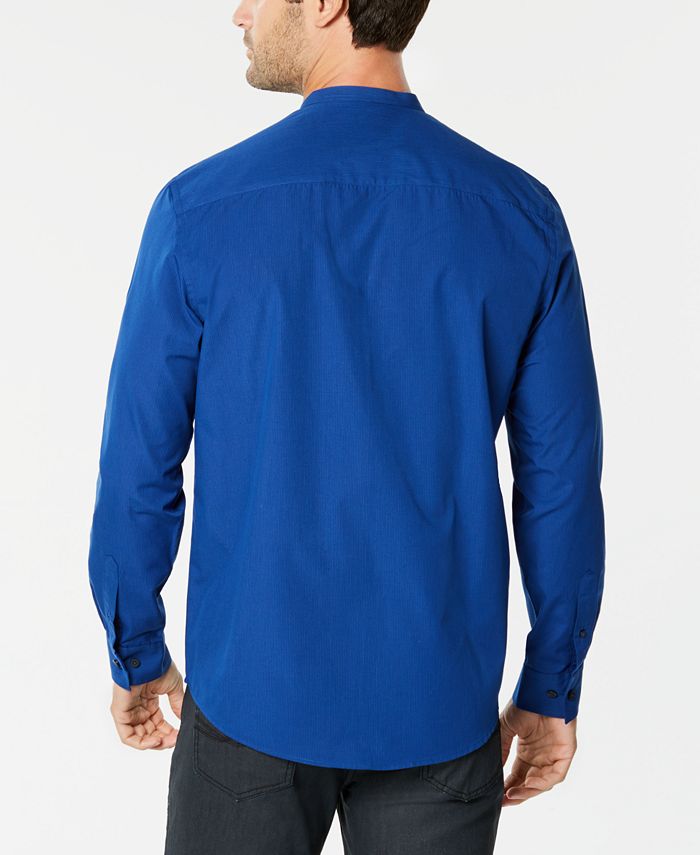 Alfani Men's Stripe Band-Collar Shirt, Created for Macy's - Macy's