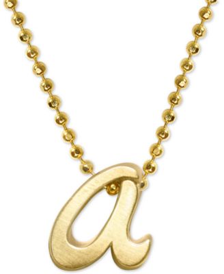 Alex Woo - Scripted Initial "a" 16" Pendant Necklace in 14k Gold (Also b, c, e, j, k m & s)