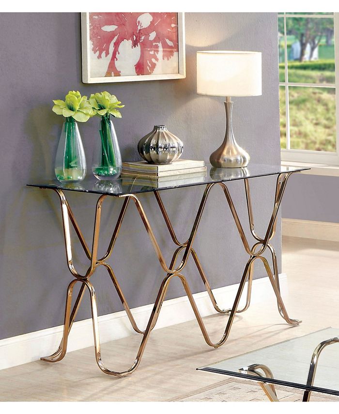 Furniture of America CLOSEOUT Hobbs Glass Top Console Table - Macy's