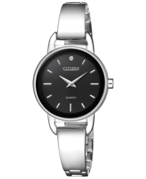image of Citizen Women-s Quartz Stainless Steel Half-Bangle Bracelet Watch 26mm