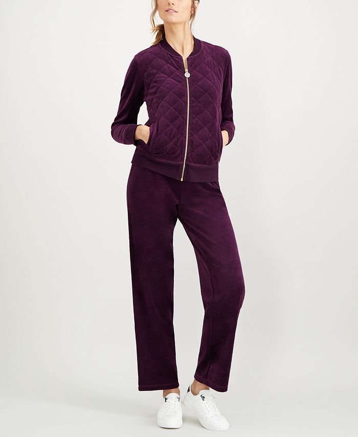 Calvin Klein Velour Bomber Jacket & Pants & Reviews - Women's Brands - Women  - Macy's