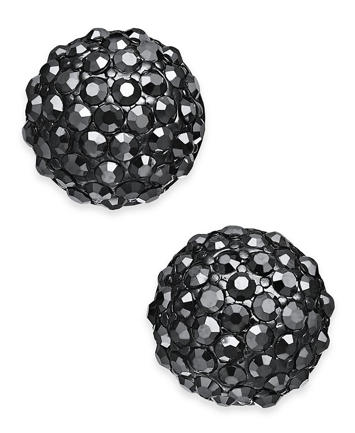 INC International Concepts I.N.C. HematiteTone Black Crystal Ball Stud